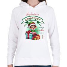 PRINTFASHION Karácsonyi manófiú - Női kapucnis pulóver - Fehér női pulóver, kardigán