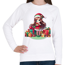 PRINTFASHION Karácsonyi manólány - Női pulóver - Fehér női pulóver, kardigán