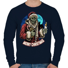 PRINTFASHION Karácsonyi mikulás zombi - Férfi pulóver - Sötétkék férfi pulóver, kardigán