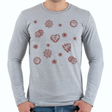 PRINTFASHION Karácsonyi minta - Férfi hosszú ujjú póló - Sport szürke