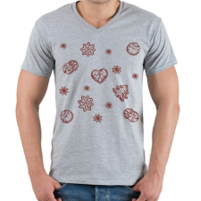 PRINTFASHION Karácsonyi minta - Férfi V-nyakú póló - Sport szürke férfi póló