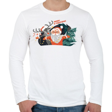 PRINTFASHION Karácsonyi minta - télapó és rénszarvas_Rajztábla 1 - Férfi hosszú ujjú póló - Fehér férfi póló