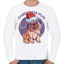 PRINTFASHION Karácsonyi mopsz - Férfi pulóver - Fehér férfi pulóver, kardigán