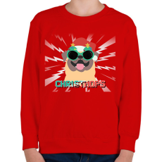 PRINTFASHION KARÁCSONYI MOPSZ - Gyerek pulóver - Piros