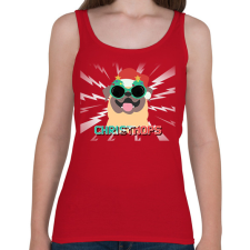 PRINTFASHION KARÁCSONYI MOPSZ - Női atléta - Cseresznyepiros női trikó