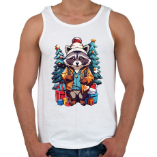 PRINTFASHION Karácsonyi mosómedve - Férfi atléta - Fehér