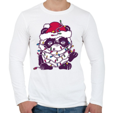 PRINTFASHION Karácsonyi panda - Férfi hosszú ujjú póló - Fehér férfi póló