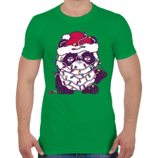 PRINTFASHION Karácsonyi panda - Férfi póló - Zöld férfi póló