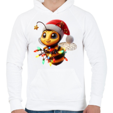 PRINTFASHION Karácsonyi party méhecske - Férfi kapucnis pulóver - Fehér férfi pulóver, kardigán