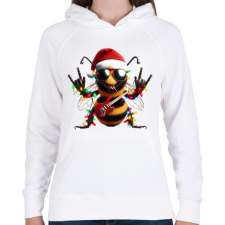 PRINTFASHION Karácsonyi party méhecske - Női kapucnis pulóver - Fehér női pulóver, kardigán