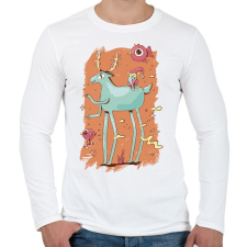 PRINTFASHION Karácsonyi rajz szarvassal manóval - Férfi hosszú ujjú póló - Fehér férfi póló
