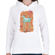 PRINTFASHION Karácsonyi rajz szarvassal manóval - Női kapucnis pulóver - Fehér női pulóver, kardigán