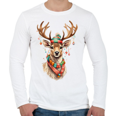 PRINTFASHION Karácsonyi rénszarvas - Férfi hosszú ujjú póló - Fehér