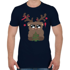 PRINTFASHION karácsonyi rénszarvas - Férfi póló - Sötétkék férfi póló