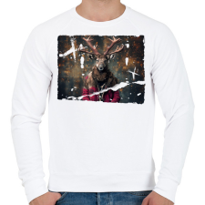 PRINTFASHION Karácsonyi rénszarvas - Férfi pulóver - Fehér férfi pulóver, kardigán