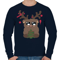 PRINTFASHION karácsonyi rénszarvas - Férfi pulóver - Sötétkék