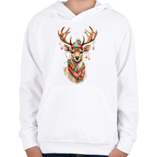 PRINTFASHION Karácsonyi rénszarvas - Gyerek kapucnis pulóver - Fehér gyerek pulóver, kardigán