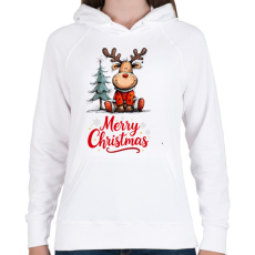 PRINTFASHION karácsonyi rénszarvas - Női kapucnis pulóver - Fehér