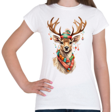 PRINTFASHION Karácsonyi rénszarvas - Női póló - Fehér női póló