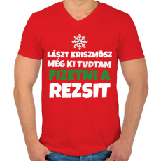 PRINTFASHION KARÁCSONYI REZSI - Férfi V-nyakú póló - Piros