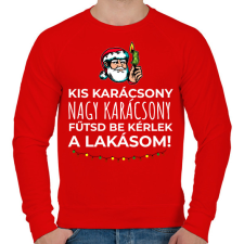 PRINTFASHION Karácsonyi rezsicsökkentés 3 - Férfi pulóver - Piros férfi pulóver, kardigán