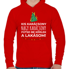 PRINTFASHION Karácsonyi rezsicsökkentés 4 - Férfi kapucnis pulóver - Piros férfi pulóver, kardigán