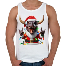 PRINTFASHION Karácsonyi  rocker tirex gitárral - karácsonyi dinoszaurusz - Férfi atléta - Fehér