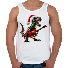 PRINTFASHION Karácsonyi  rocker tirex gitárral - karácsonyi dinoszaurusz - Férfi atléta - Fehér