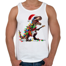 PRINTFASHION Karácsonyi  rocker tirex gitárral - karácsonyi dinoszaurusz - Férfi atléta - Fehér