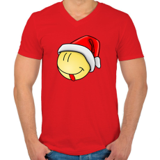PRINTFASHION Karácsonyi smile - Férfi V-nyakú póló - Piros