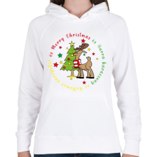 PRINTFASHION Karácsonyi - szarvas - Női kapucnis pulóver - Fehér