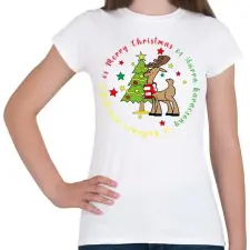 PRINTFASHION Karácsonyi - szarvas - Női póló - Fehér női póló