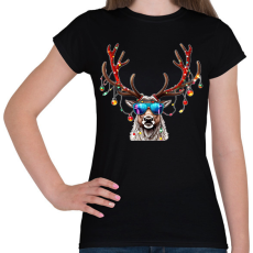 PRINTFASHION karácsonyi szarvas - Női póló - Fekete