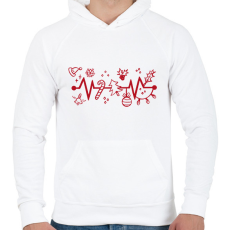 PRINTFASHION Karácsonyi szív - Férfi kapucnis pulóver - Fehér
