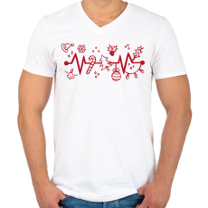 PRINTFASHION Karácsonyi szív - Férfi V-nyakú póló - Fehér