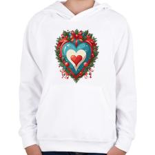 PRINTFASHION Karácsonyi szív - Gyerek kapucnis pulóver - Fehér gyerek pulóver, kardigán