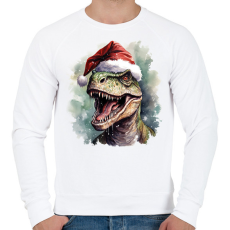 PRINTFASHION Karácsonyi T-rex - Férfi pulóver - Fehér