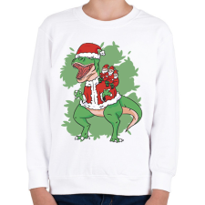 PRINTFASHION Karácsonyi T-rex - Gyerek pulóver - Fehér gyerek pulóver, kardigán