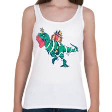 PRINTFASHION Karácsonyi T-Rex - Női atléta - Fehér női trikó