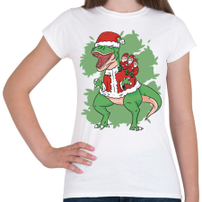 PRINTFASHION Karácsonyi T-rex - Női póló - Fehér női póló