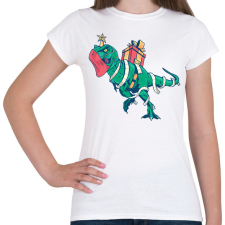 PRINTFASHION Karácsonyi T-Rex - Női póló - Fehér női póló