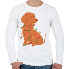 PRINTFASHION Karácsonyi tacskó - Férfi hosszú ujjú póló - Fehér férfi póló