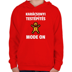 PRINTFASHION KARÁCSONYI TESTÉPÍTÉS - Gyerek kapucnis pulóver - Piros