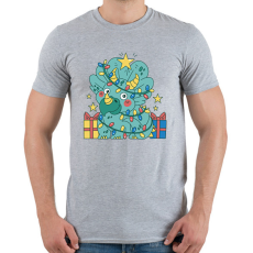 PRINTFASHION Karácsonyi Triceratops - Férfi póló - Sport szürke