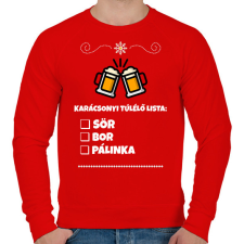 PRINTFASHION KARÁCSONYI TÚLÉLŐ LISTA - Férfi pulóver - Piros férfi pulóver, kardigán
