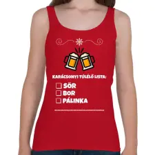 PRINTFASHION KARÁCSONYI TÚLÉLŐ LISTA - Női atléta - Cseresznyepiros női trikó