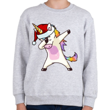 PRINTFASHION Karácsonyi unikornis dabbing - Gyerek pulóver - Sport szürke gyerek pulóver, kardigán
