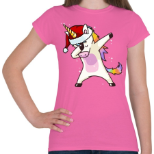 PRINTFASHION Karácsonyi unikornis dabbing - Női póló - Rózsaszín női póló