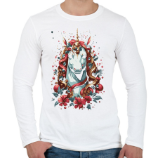 PRINTFASHION Karácsonyi unikornis - Férfi hosszú ujjú póló - Fehér férfi póló