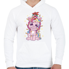 PRINTFASHION Karácsonyi unikornis - Férfi kapucnis pulóver - Fehér férfi pulóver, kardigán